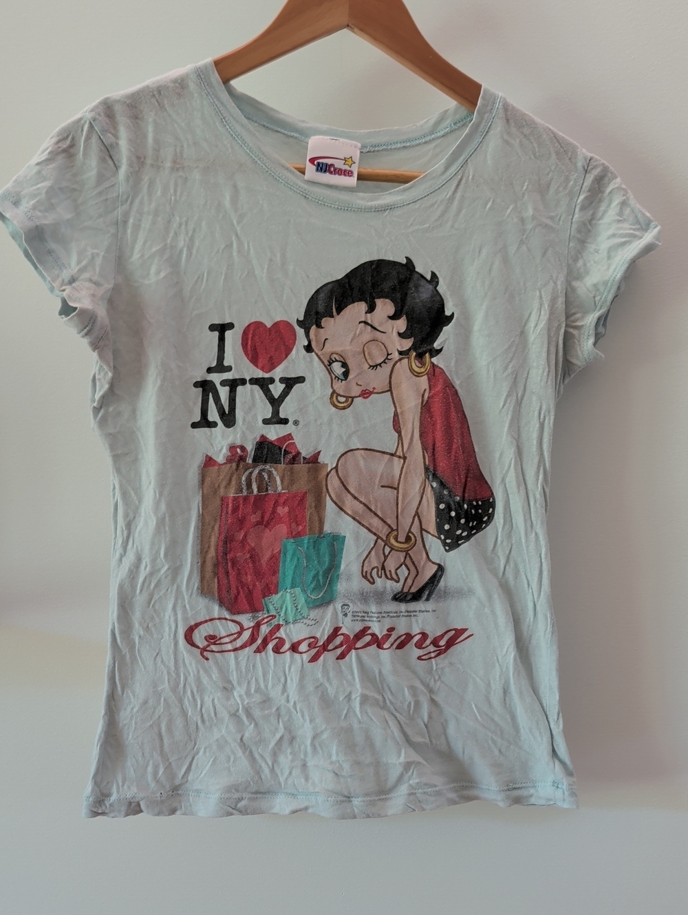 Vintage 2005 Betty Boop I ❤️ NY Shopping Tee Y2K